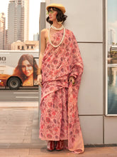 Blush Pink Printed Soft Silk Saree - The Dori Store