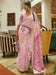 Pink Mauve Bagru Silk Blend Woven Saree