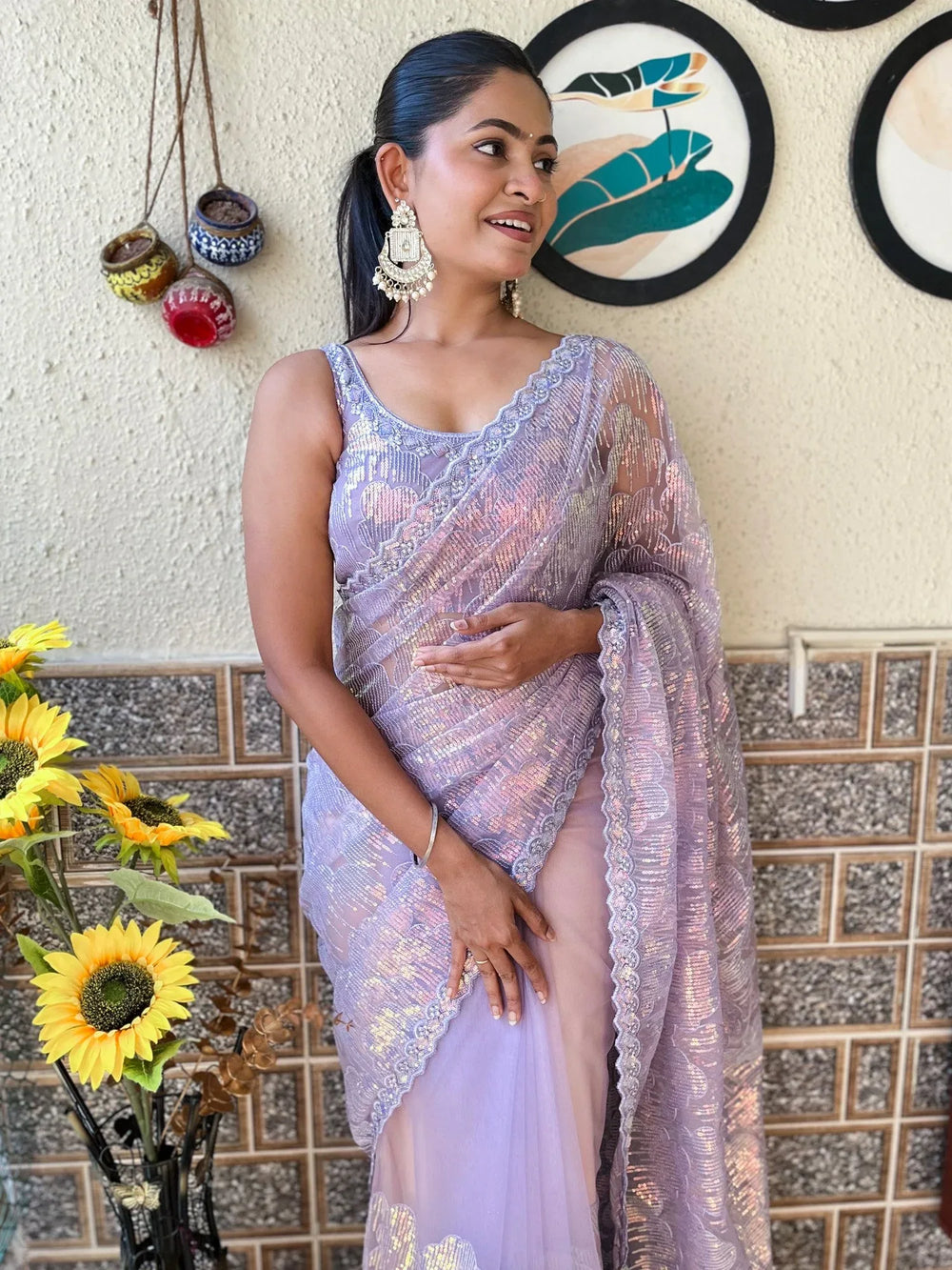 Heritage Lavender Designer Zari Woven Variant Saree - The Dori Store