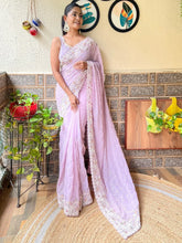 Mauve Party Wear Georgette Embellished Saree - The Dori Store