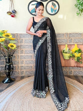 Exquisite Black Flowing Georgette Sequins Embellished Exclusive Saree - The Dori Store