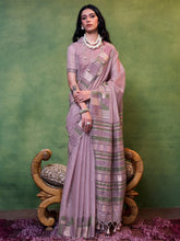Mauve Banarasi Silk Blend Woven Saree - The Dori Store