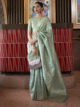 Sea Green Banarasi Handloom Silk Saree - The Dori Store