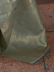 Sea Green Banarasi Handloom Silk Saree - The Dori Store