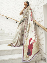 Cream Festive Pure Crepe Silk Saree - The Dori Store