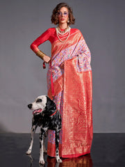 Carnation Pink Modal Kashmiri Silk Saree - The Dori Store