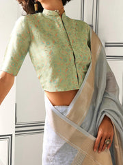 Elegant Grey Handloom Chiffon Silk Saree - The Dori Store