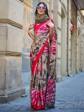 Pinkish Brown Soft Satin Silk Saree - The Dori Store
