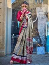 Olive Green Soft Satin Silk Saree - The Dori Store