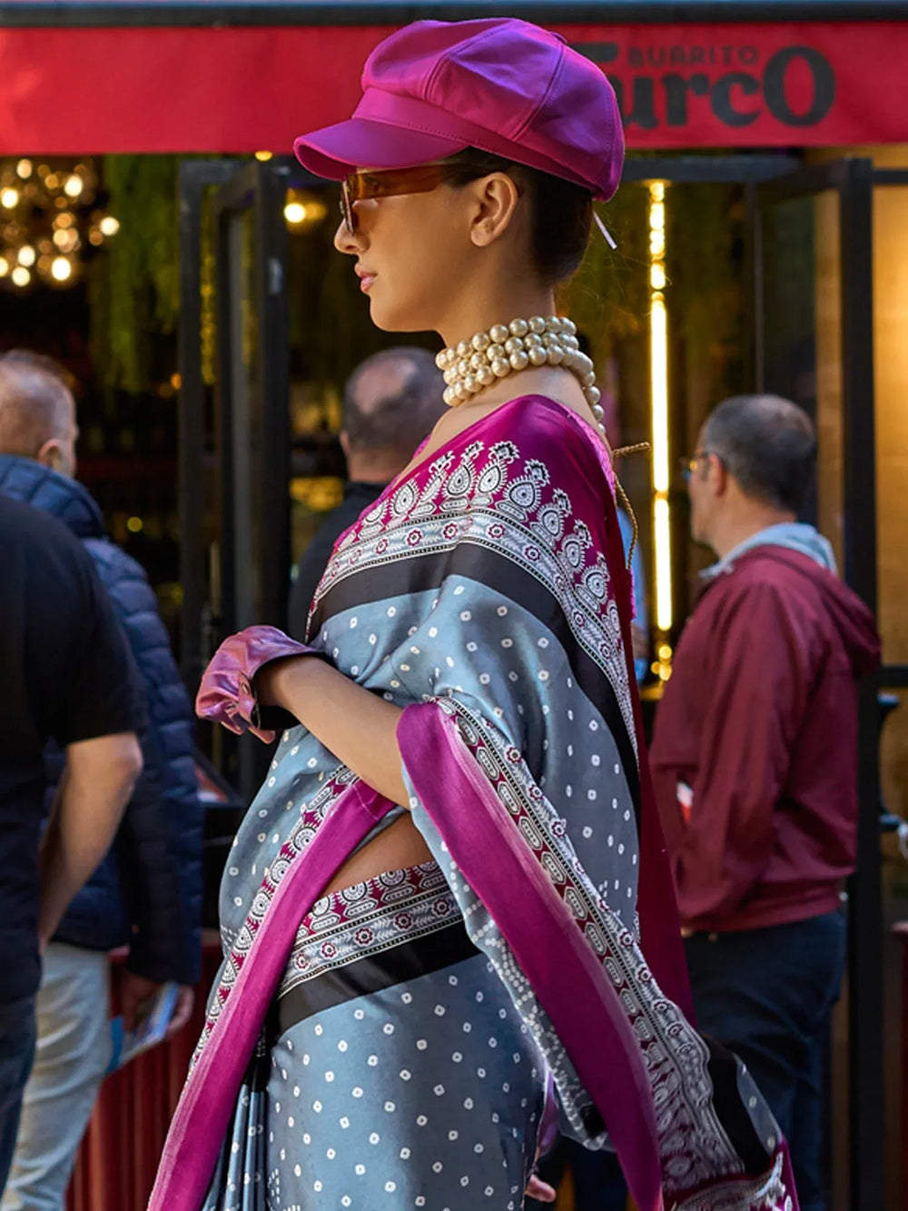 Rich Grey Soft Satin Silk Saree - The Dori Store