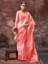 Peach Pink Handloom Banarasi Silk Saree - The Dori Store