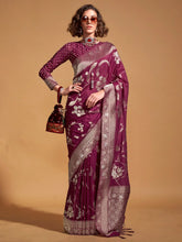 Rich Purple Banarasi Georgette Silk Saree - The Dori Store