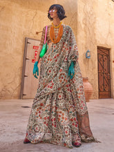 Light Blue Printed Zari Tissue Silk Saree - The Dori Store