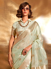 Korra Green Banarasi Paithani Silk Saree - The Dori Store