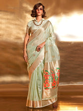 Korra Green Banarasi Paithani Silk Saree - The Dori Store