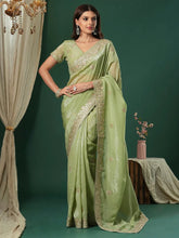Light Green Organza Saree - The Dori Store