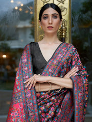 Multicolor Black Kashmiri Jamewar Silk Saree - The Dori Store