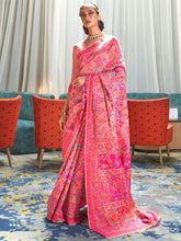 Royal Peach Pink Jamewar Weaving Saree - The Dori Store