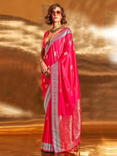 Queen Pink Banarasi Satin Silk Saree - The Dori Store