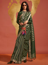 Dark Green Mehendi Banarasi Silk Saree - The Dori Store