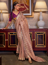 Beige Cream Handloom Soft Silk Saree - The Dori Store