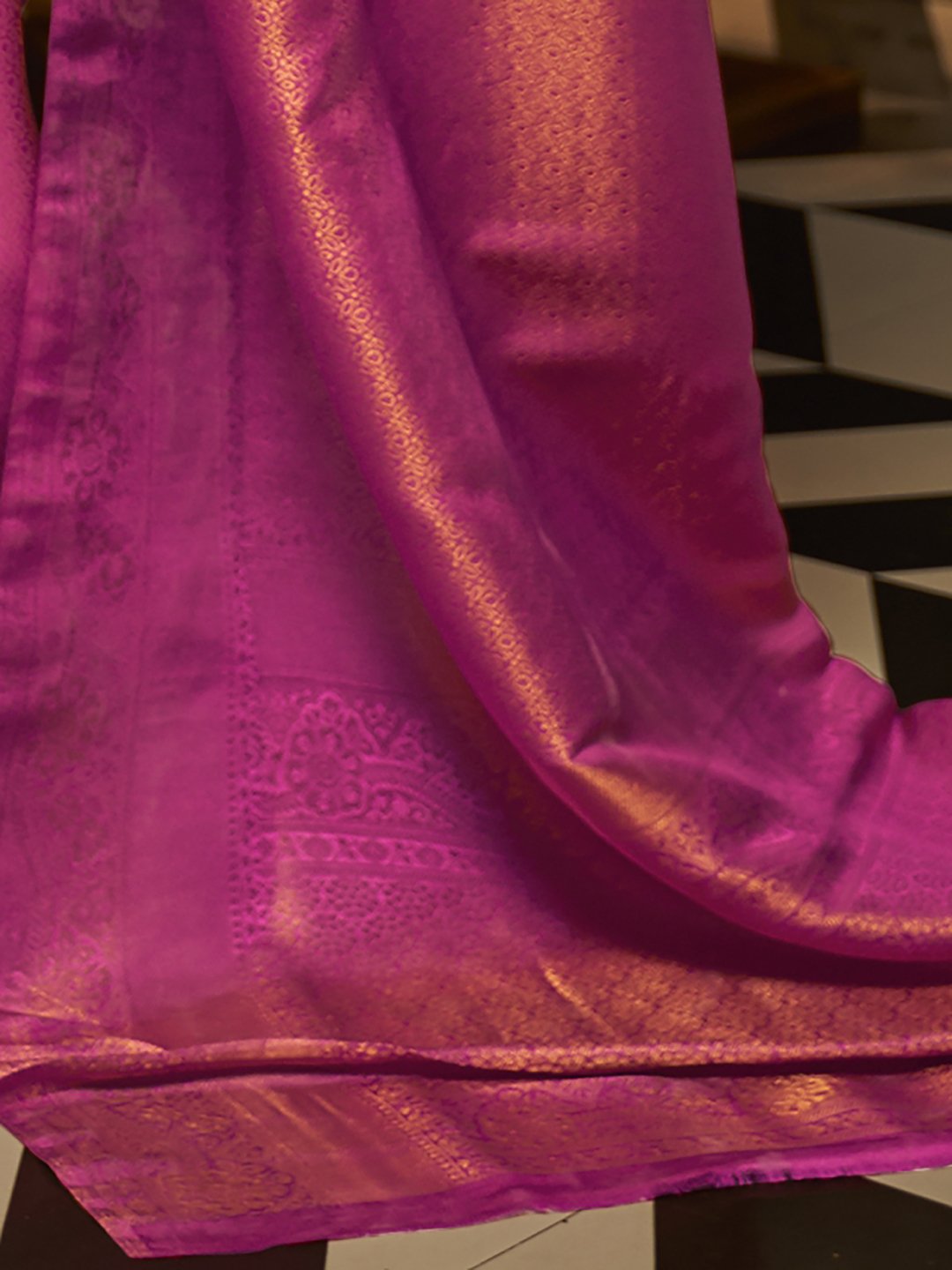 Magenta Banarasi Nylon Woven Saree