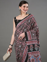Floral Motif Black Dola Silk Saree - The Dori Store