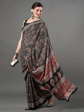 Reddish Black Dola Silk Saree - The Dori Store