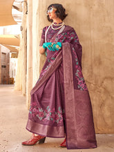 Deep Wine Purple Georgette Silk Saree - The Dori Store