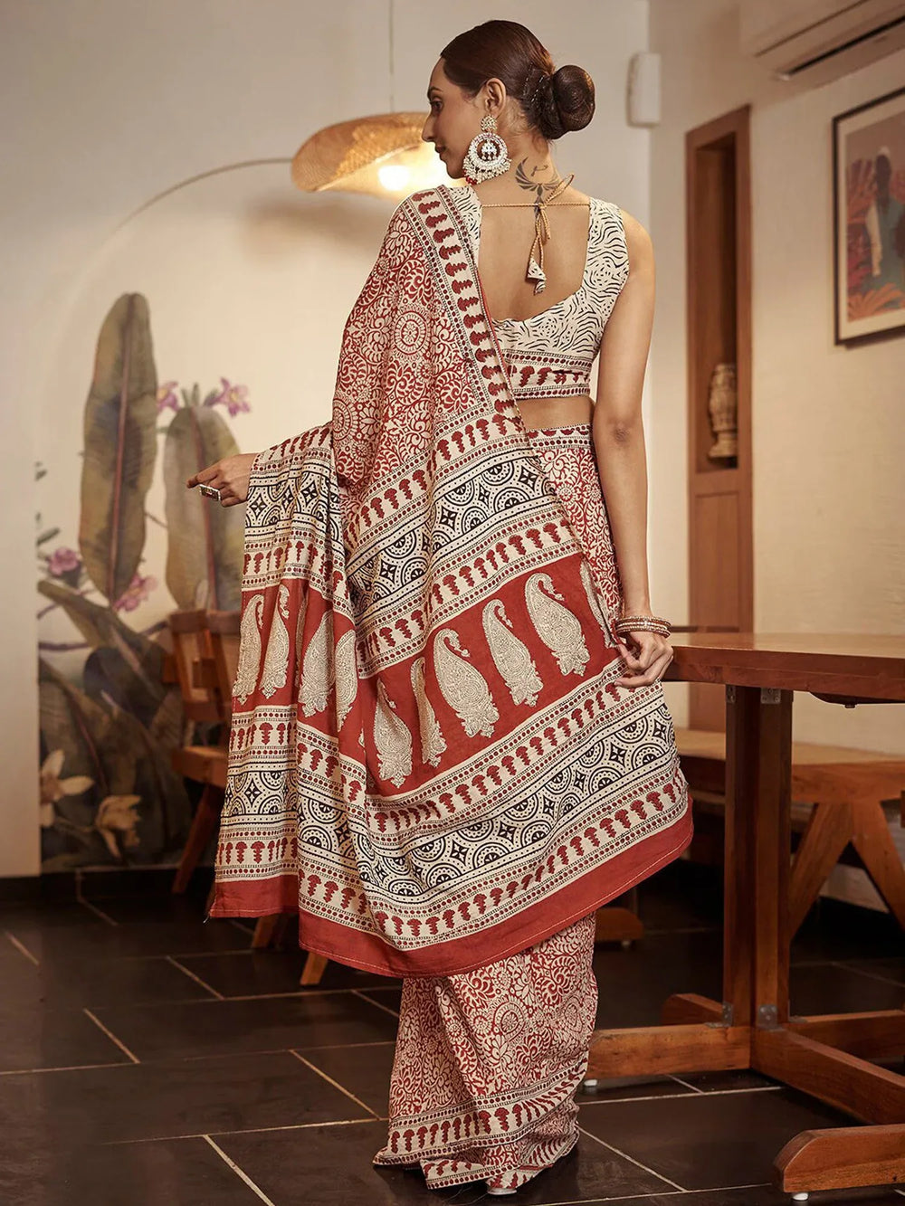 Rust Maroon Soft Branded Cotton Saree - The Dori Store