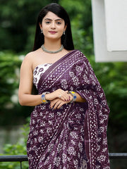 Plum Purple Comfortable Branded Cotton Saree - The Dori Store