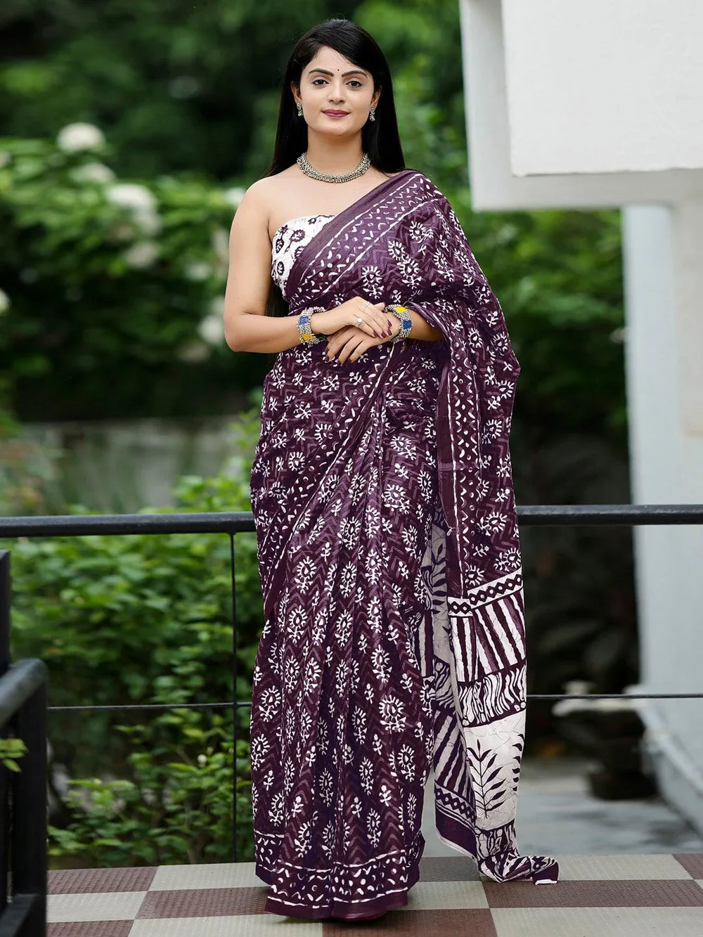 Plum Purple Comfortable Branded Cotton Saree - The Dori Store