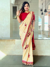 Beige Designer Cotton Saree - The Dori Store