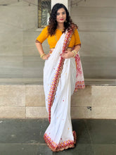 Elegant White Designer Cotton Saree - The Dori Store