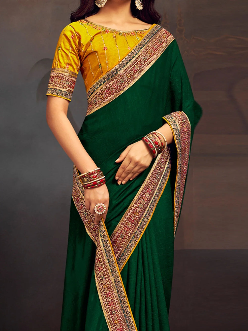 Green Georgette Designer Saree - The Dori Store