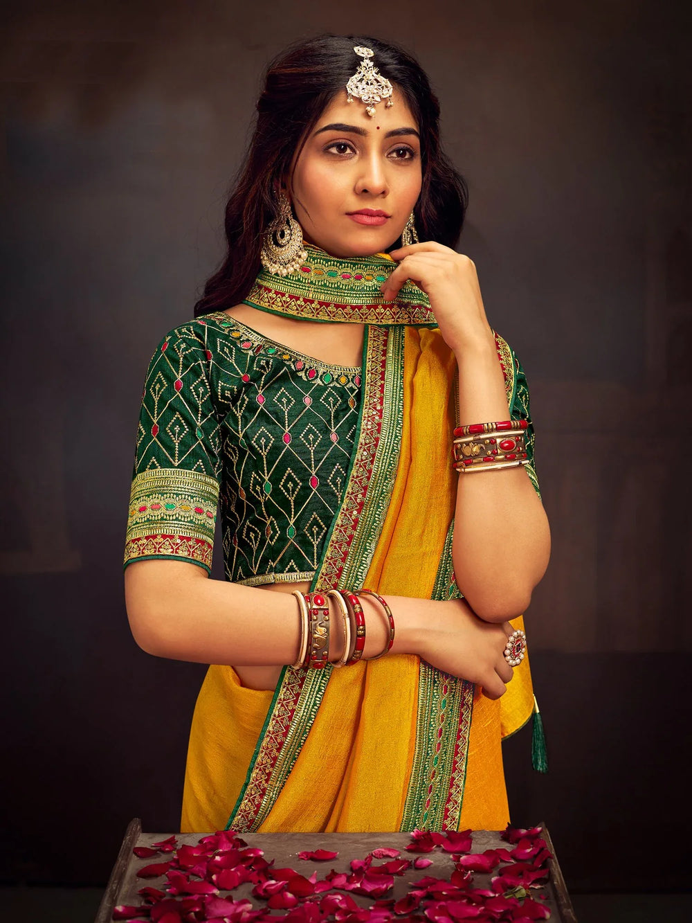 Yellow Georgette Designer Saree - The Dori Store