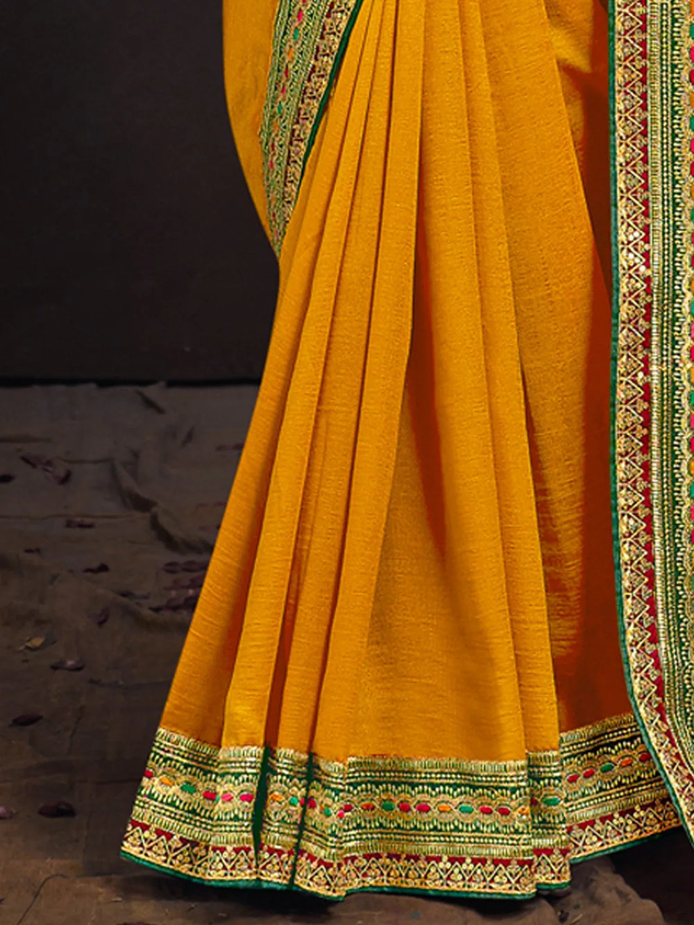 Yellow Georgette Designer Saree - The Dori Store