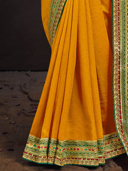 Yellow Georgette Designer Saree - The Dori Store