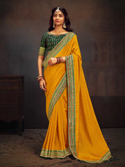 Yellow Georgette Designer Saree - The Dori Store