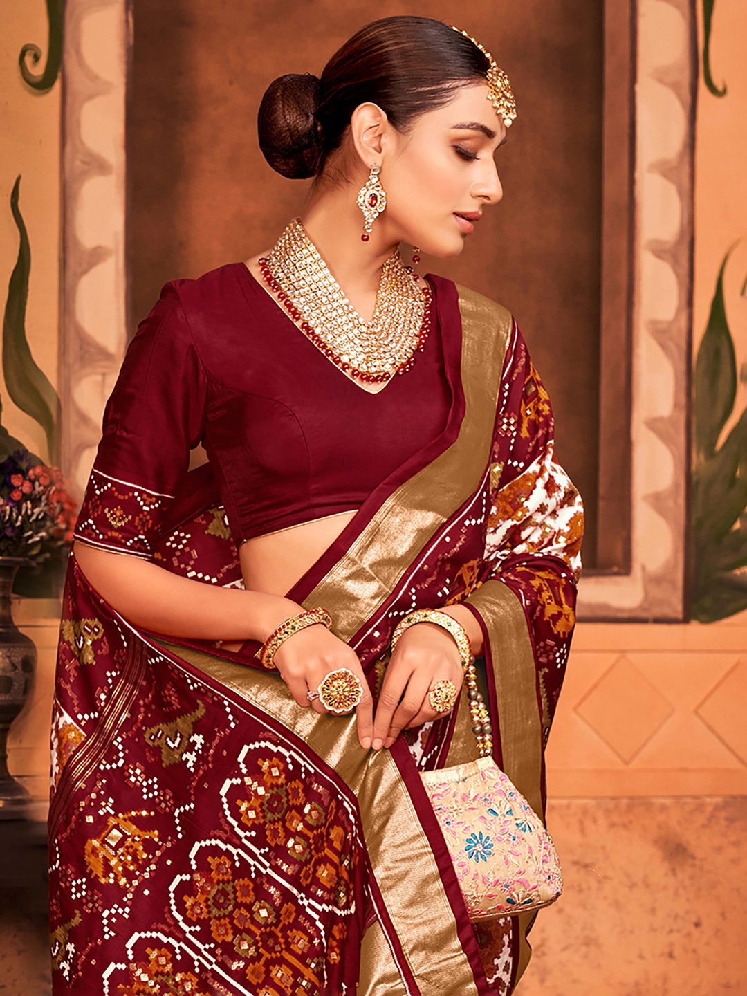 OffWhite Patola Silk Blend Woven Saree