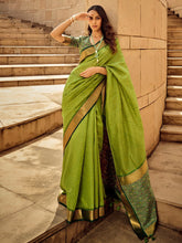 Lime Green Banarasi Patola Silk Saree - The Dori Store