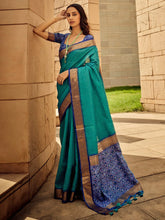 Ethnic Blue Banarasi Patola Silk Saree - The Dori Store