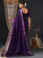 Elegant Purple Designer Zari Woven Unique Saree - The Dori Store
