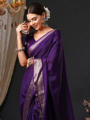 Elegant Purple Designer Zari Woven Unique Saree - The Dori Store