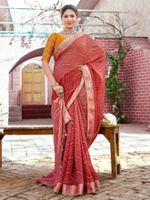 Rust Party Wear Georgette Printed Saree - The Dori Store