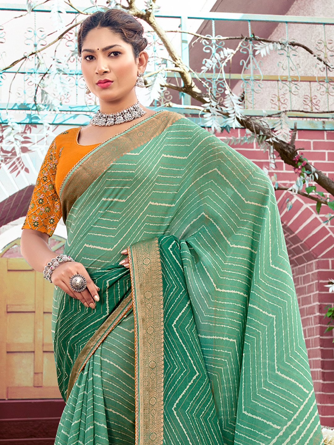 Sea Party Wear Georgette Printed Saree