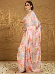 Multicolor Georgette Satin Saree - The Dori Store