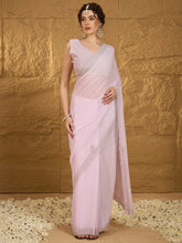 Mauve Sheer Chiffon Floral Motifs Saree - The Dori Store