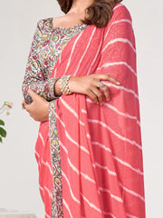 Peach Pink Gotta Patti Georgette Saree - The Dori Store