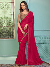 Designer Pink Flowing Georgette Saree - The Dori Store